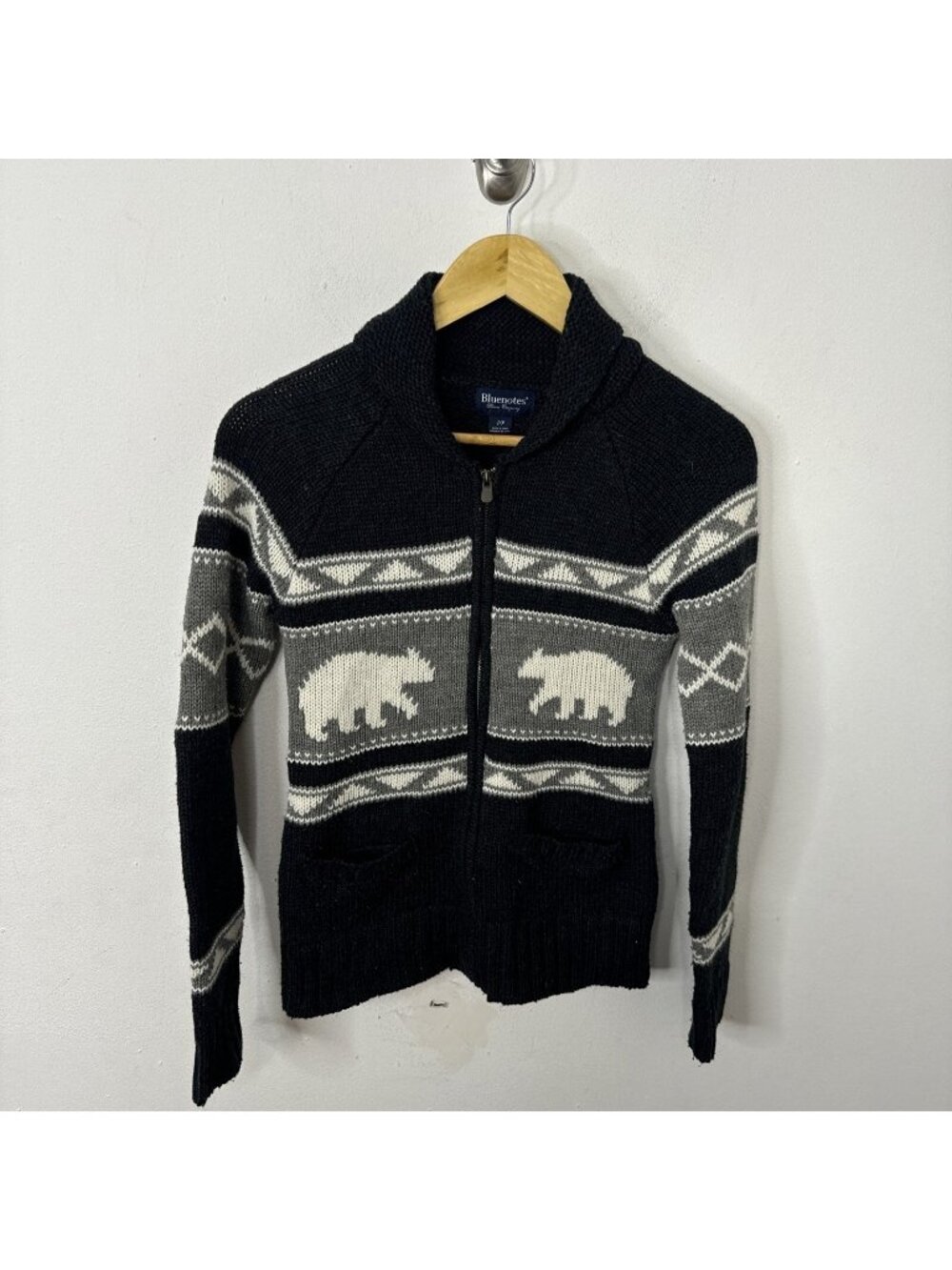 Bluenotes Woman S Bear Western Cowichan Cardigan Knit Sweater Aztec